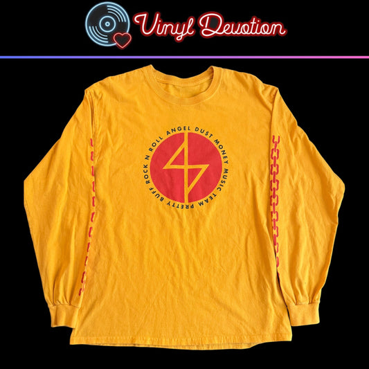 Angel Du$t Band Money Music Team Yellow Long Sleeve T-Shirt Size L Angel Dust