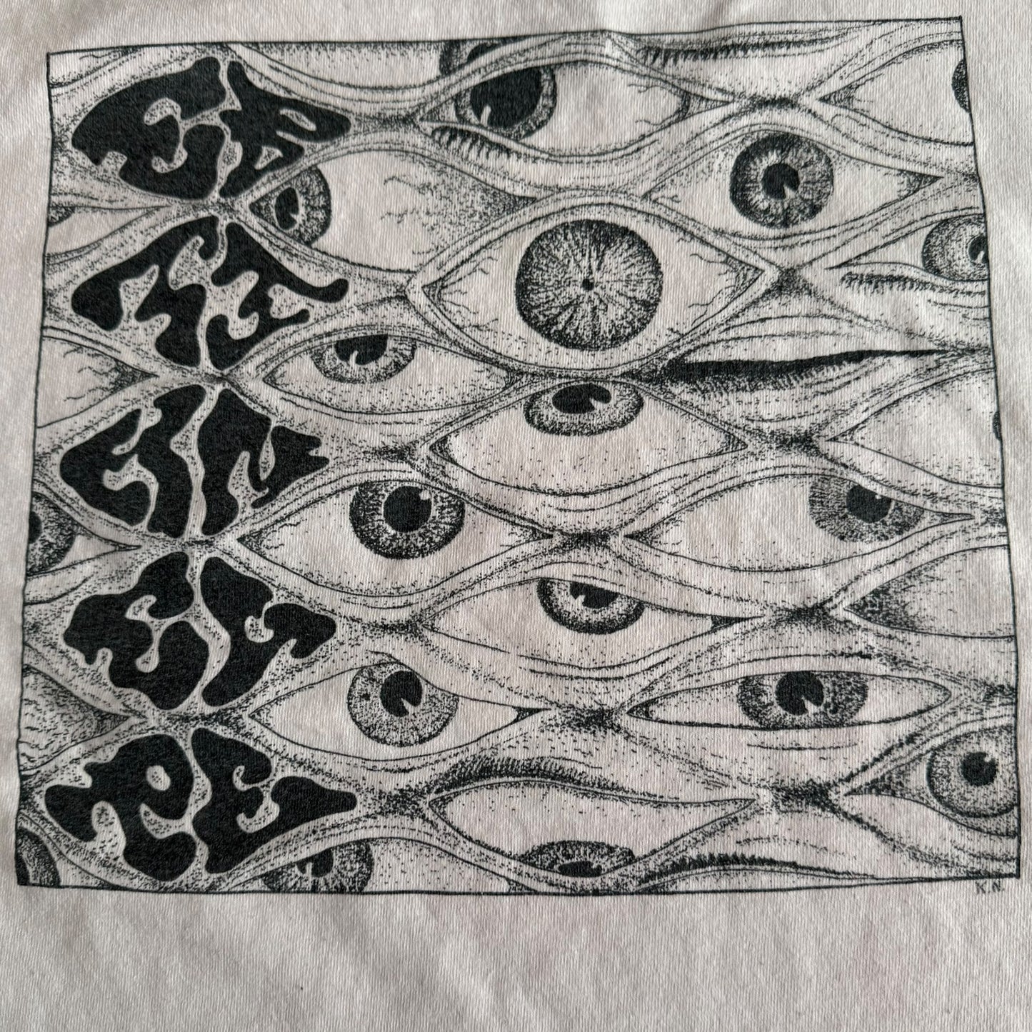 Ether Binge Band Eyes White T-Shirt Size XL Chainsaw Squid Grindcore