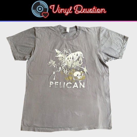 Pelican Band x Robotic Boot Bird + Skull Gray T-Shirt Size L