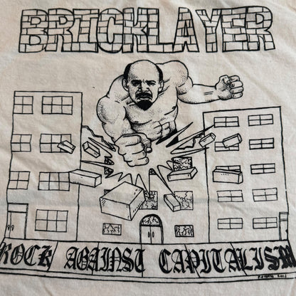 Bricklayer Oi Punk Band Rock Against Capitalism White T-Shirt Size M Angel Du$t White Wards