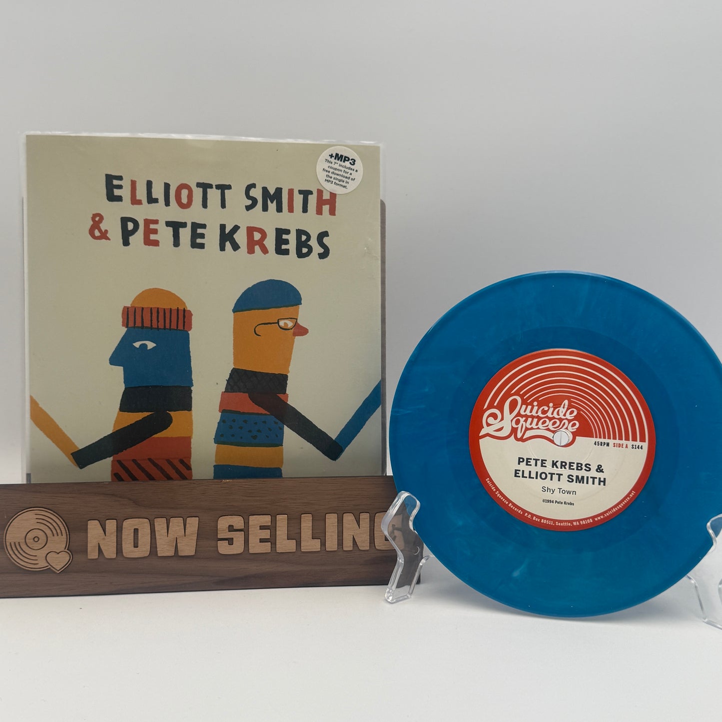 Elliott Smith And Pete Krebs - Shytown / No Confidence Man Vinyl 7" Reissue Blue Marble