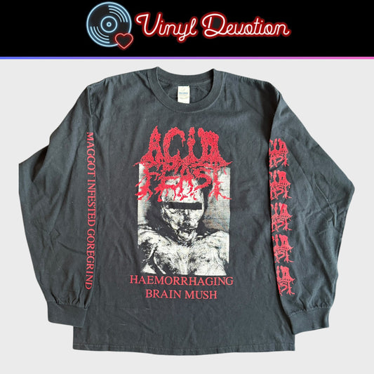 Acid Feast Band Haemorrhaging Brain Mush Long Sleeve T-Shirt Size L Grindcore