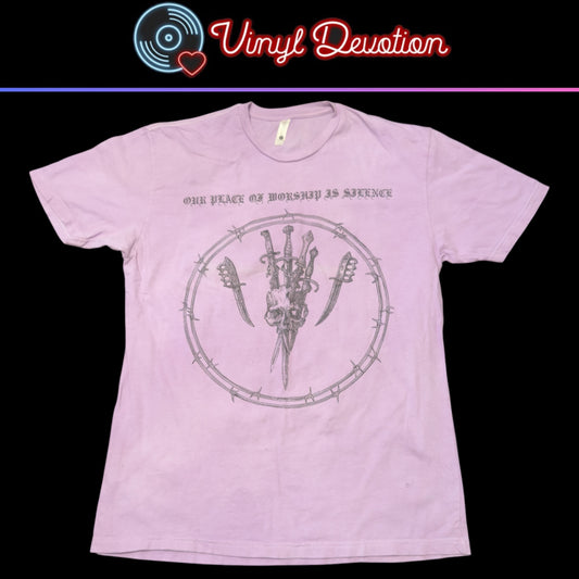 Our Place Of Worship Is Silence Band Dyed Purple T-Shirt Size L