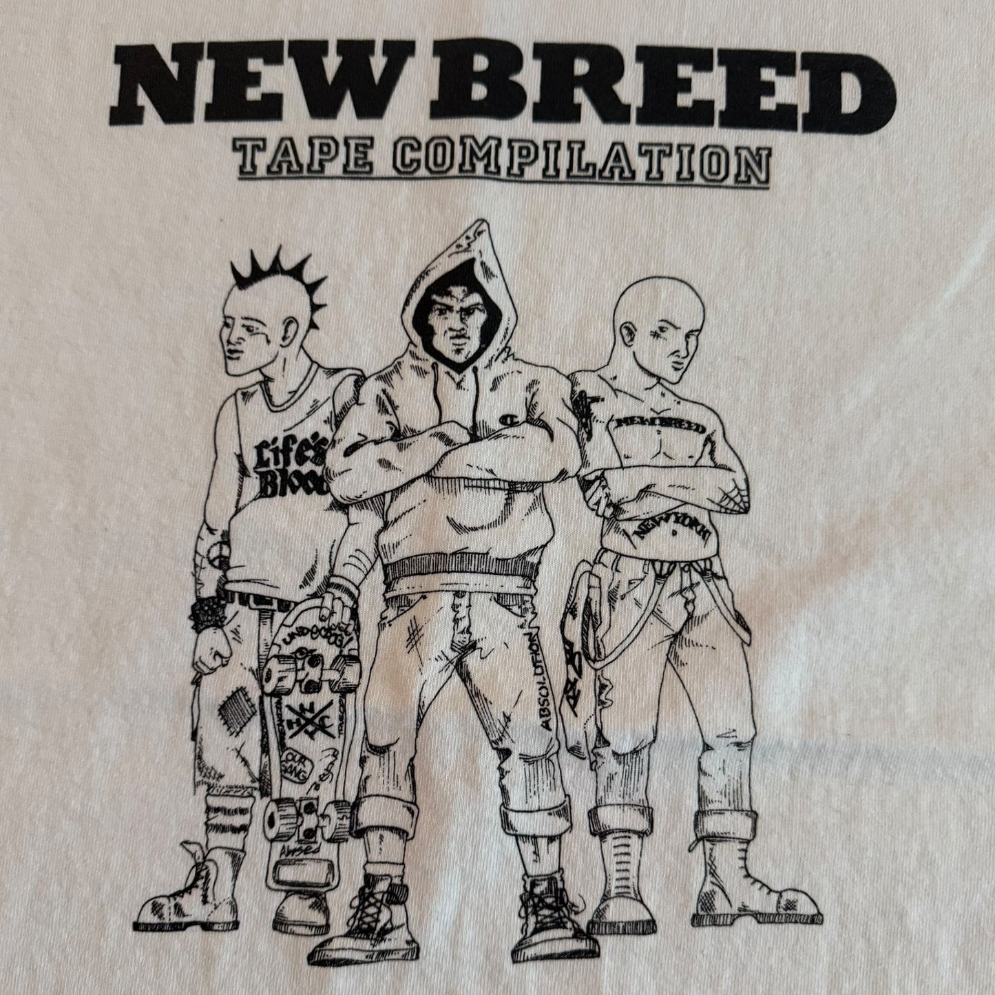 New Breed! Tape Compilation White T-Shirt Size L Outburst Life's Blood Our Gang Uppercut