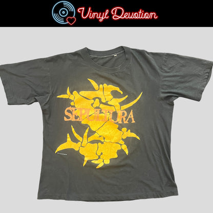Sepultura Band Arise 1991 America Under Siege Tour Vintage Shirt Size L Single Stitch