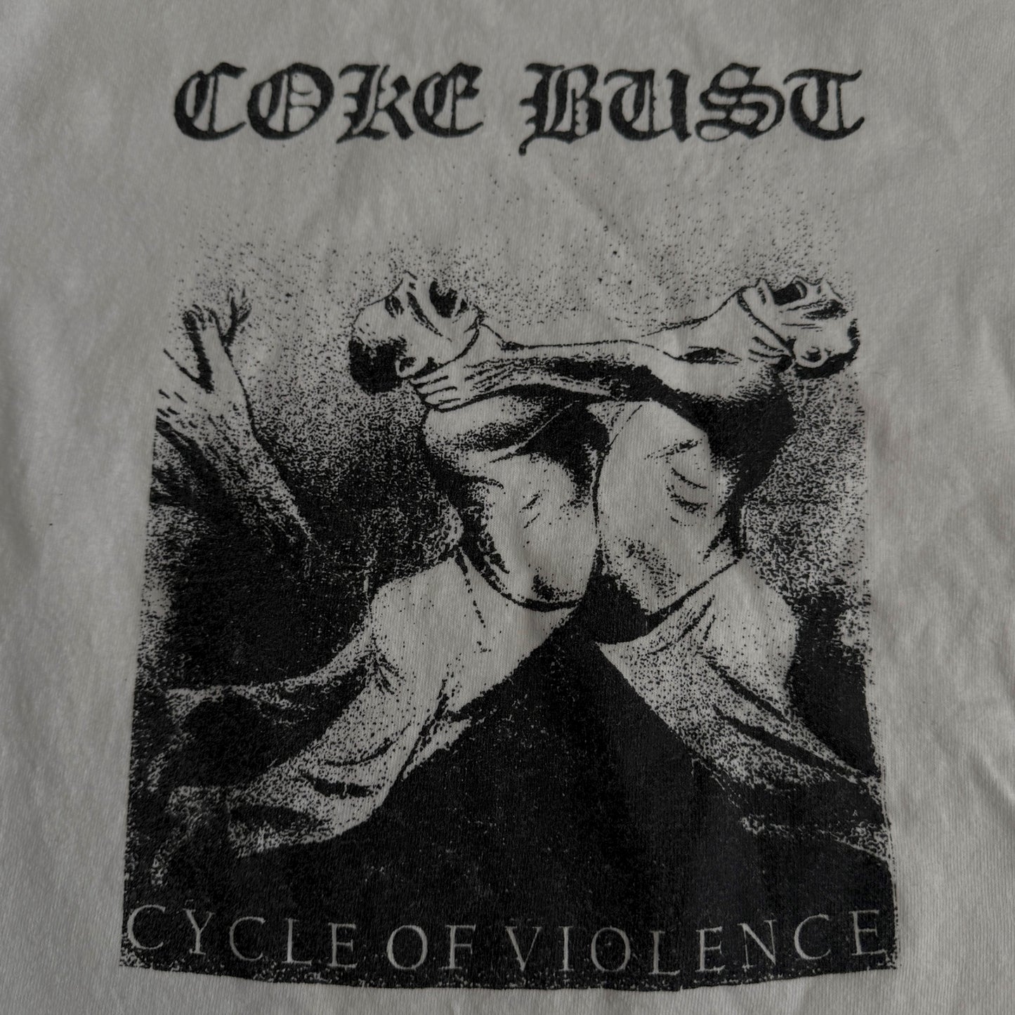 Coke Bust Straight Edge Hardcore Band Cycle Of Violence White T-Shirt Size S