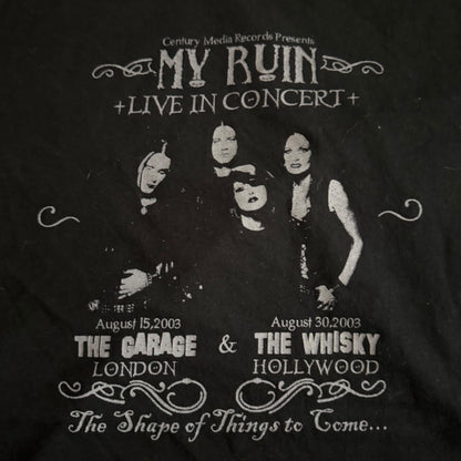 My Ruin Band 2003 Tour Shape Of Things To Come Vintage T-Shirt Size L Tura Satana Manhole