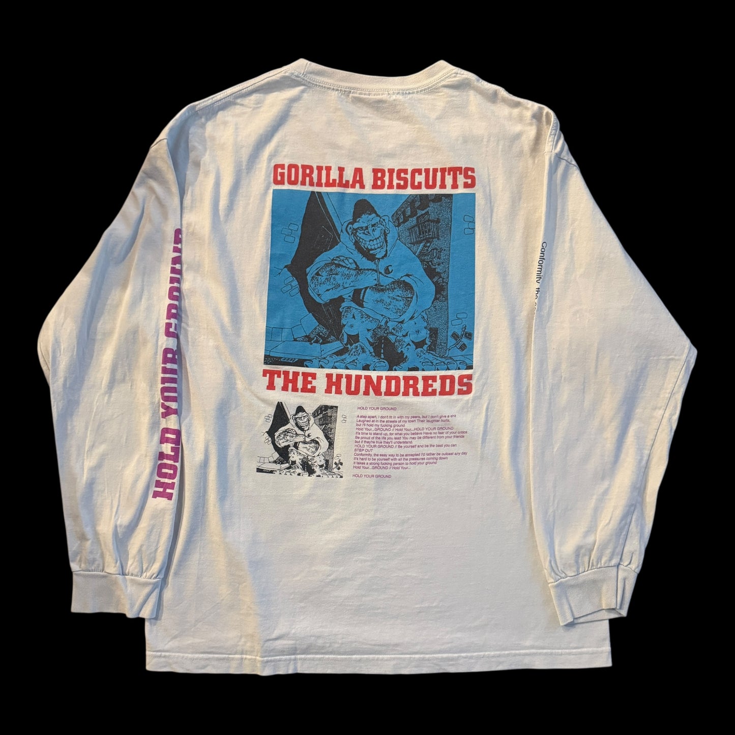 Gorilla Biscuits x The Hundreds White Long Sleeve T-Shirt Size XL NYHC