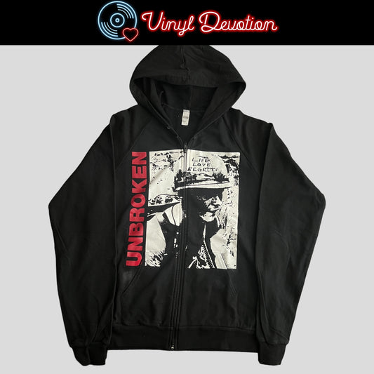 Unbroken Band Life. Love. Regret. Zip Up Hoodie Size L