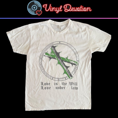 Ascetic House Record Label White T-Shirt Size L Alister Crowley Destruction Unit Body Of Light