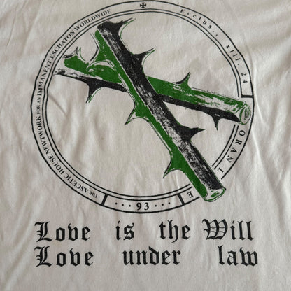 Ascetic House Record Label White T-Shirt Size L Alister Crowley Destruction Unit Body Of Light