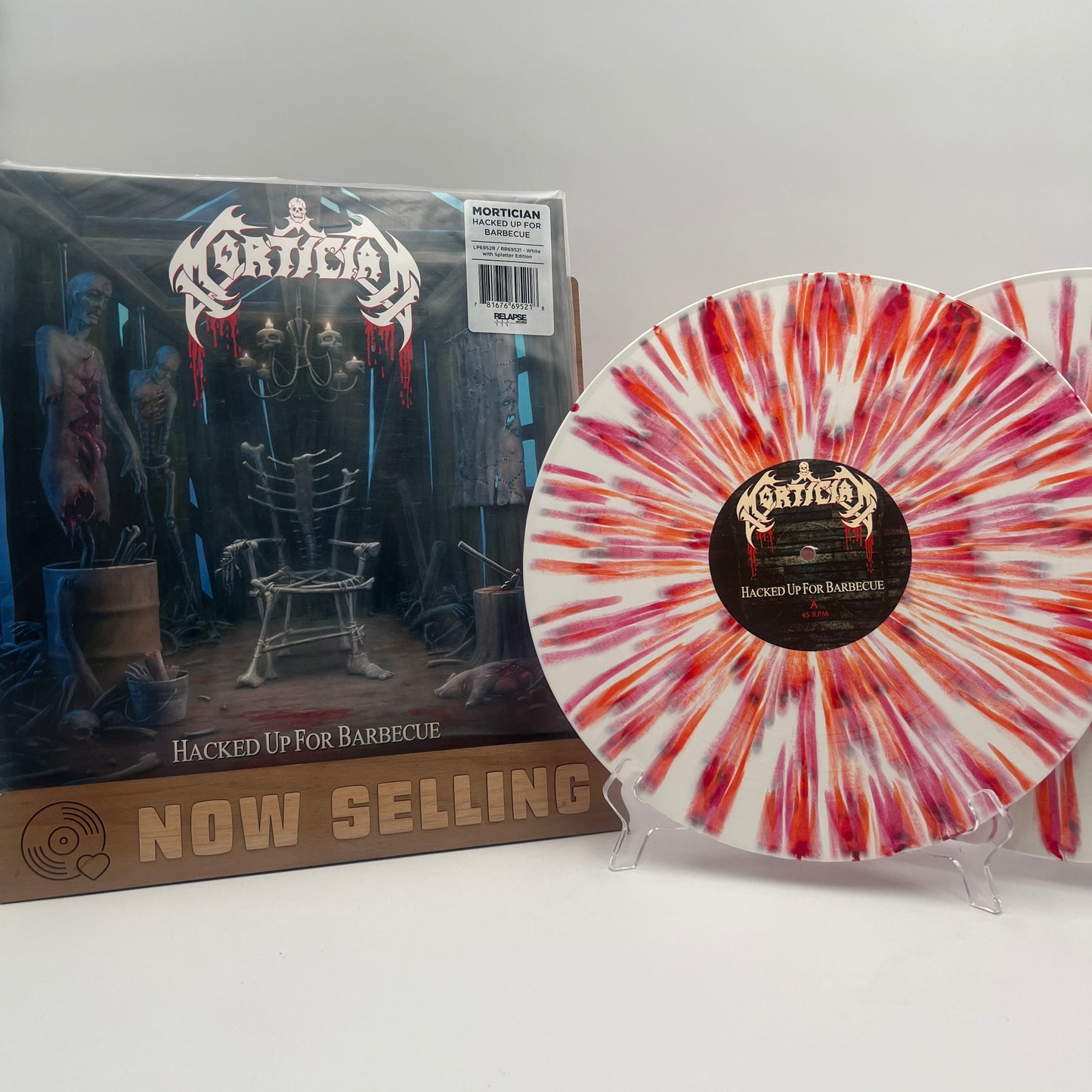 Mortician - Hacked Up For Barbecue Vinyl LP Reissue White w/ Blood Splatter