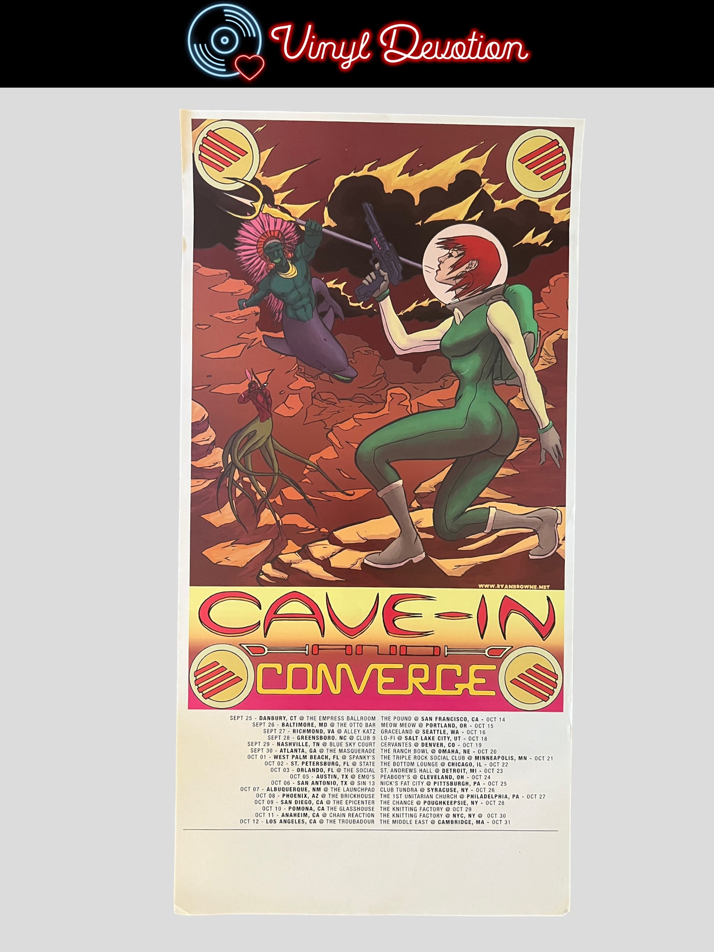 Cave In / Converge Vintage 2002 Tour Poster 12 x 24 inches Ryan Browne