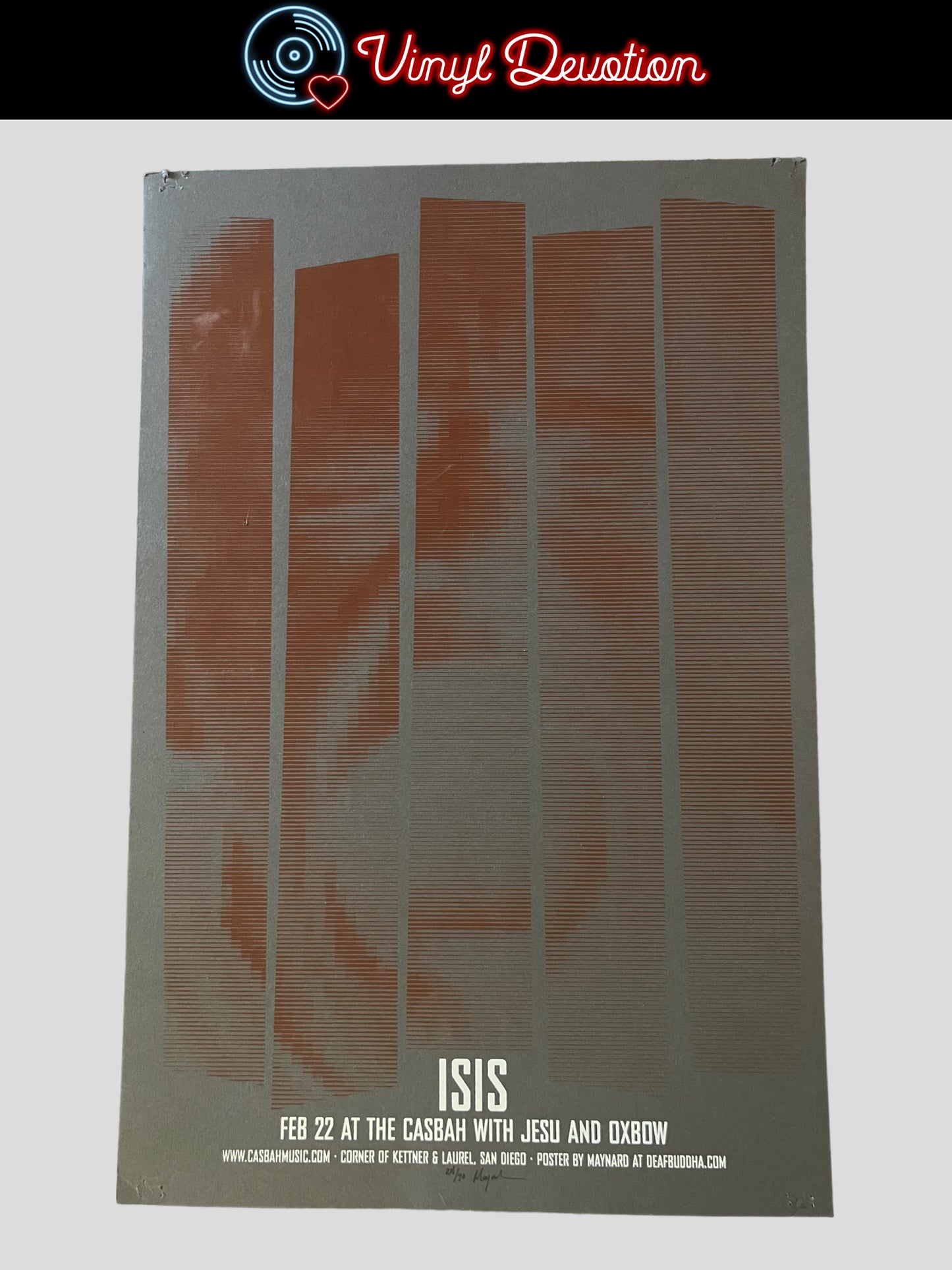 Isis The Band / Jesu / Oxbow Silkscreen Show Poster Casbah San Diego 2007 12.5 x 19 inches Maynard