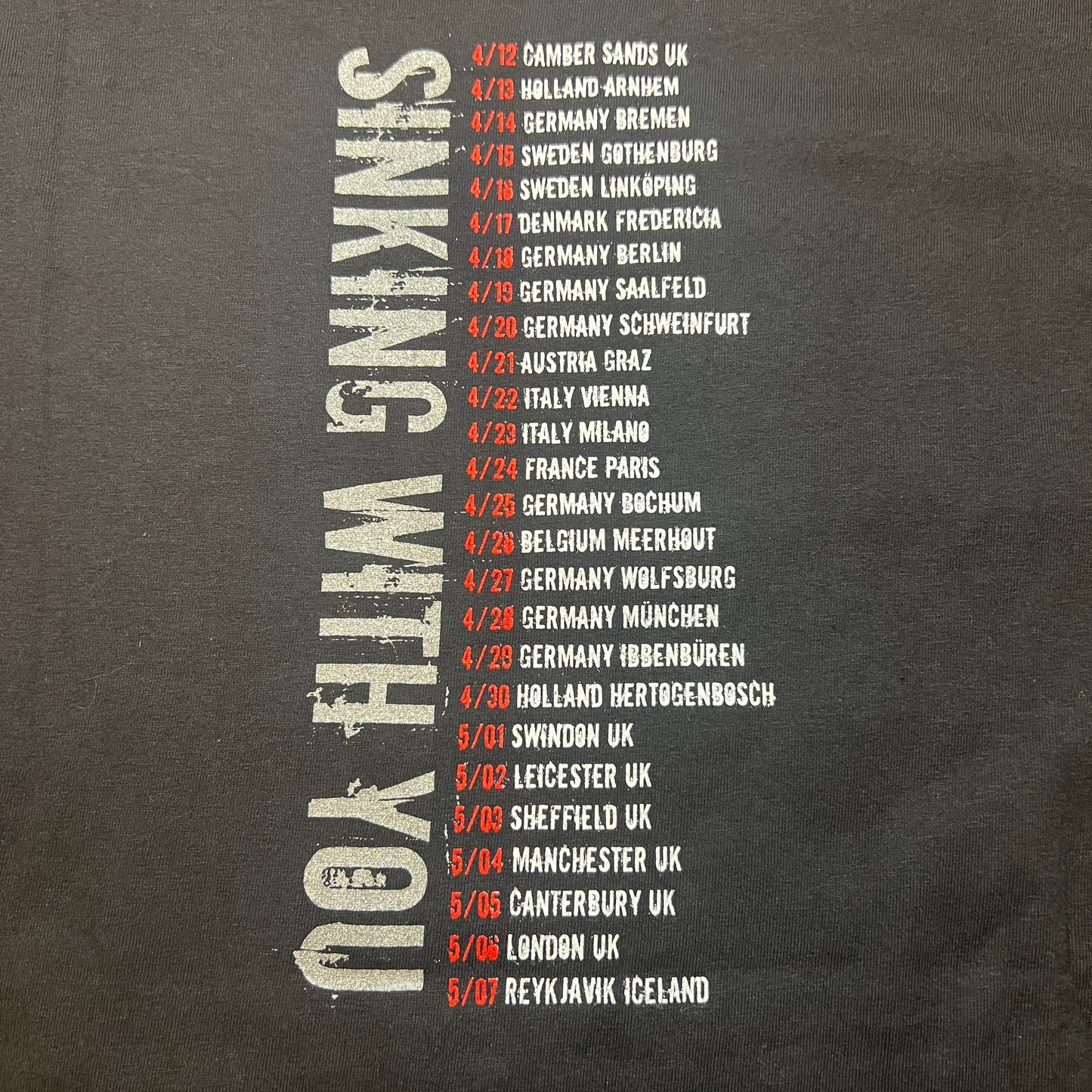 Give Up The Ghost Sinking With You 2003 Tour Vintage T-Shirt Size Large American Nightmare