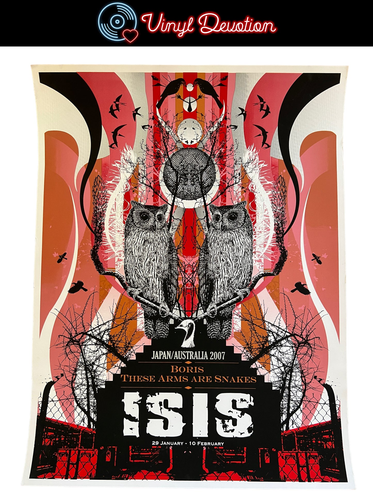 Isis The Band / Boris/ These Arms Are Snakes Japan Australia 2007 Silkscreen Tour Poster 19 x 25 inches