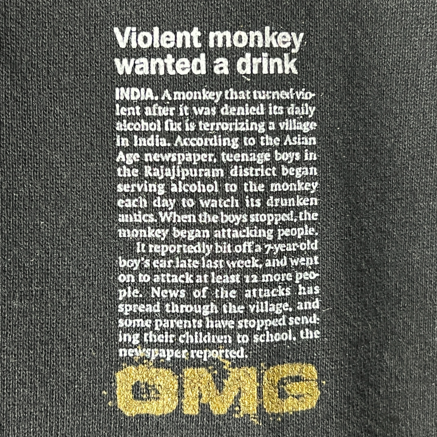 Old Man Gloom - Violent Monkey Wanted A Drink Pullover Hoodie Size M Vintage
